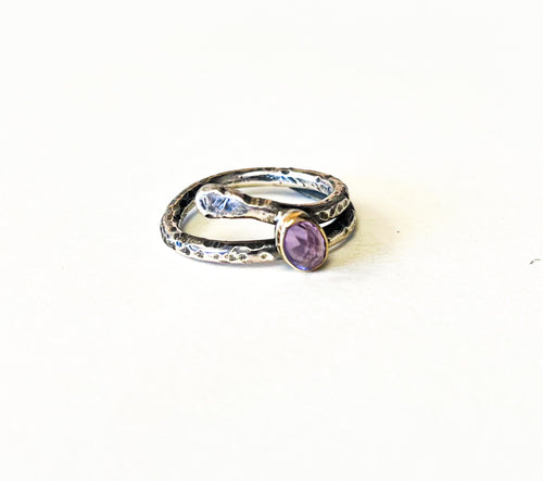 Serpentine ring - Amethyst