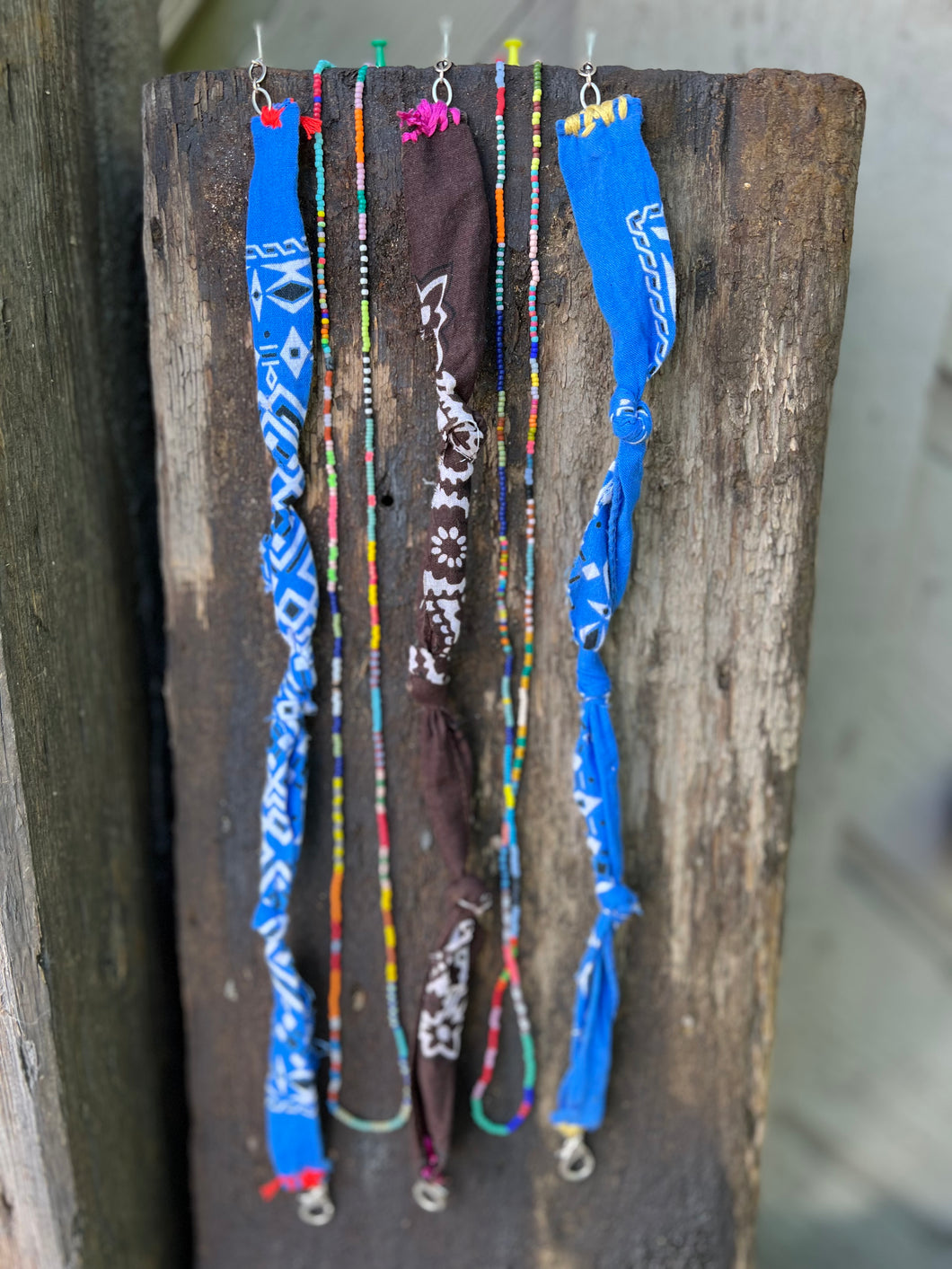 Itty bitty bandana neck sash -blue w orange