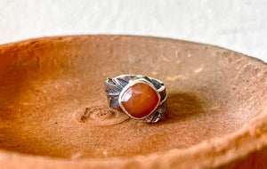 Carnelian feather ring