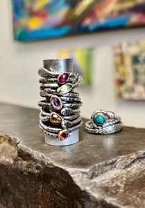 Serpentine ring - Amethyst