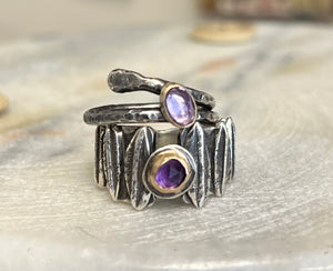 Serpentine ring - Amethyst