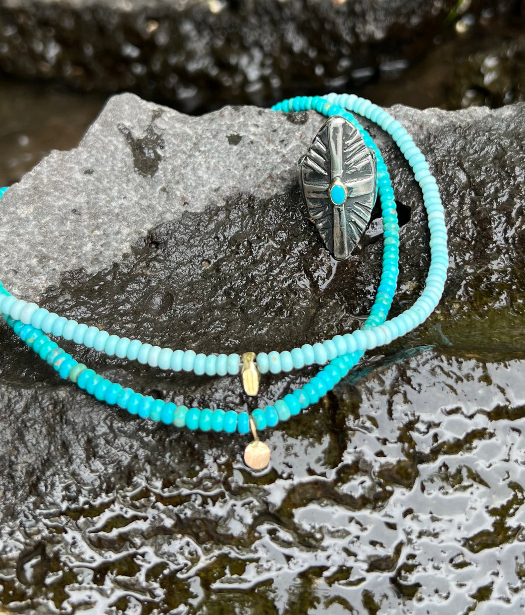 Turquoise + Gold - sky blue