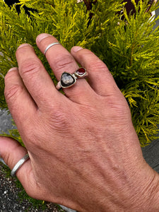 Moonstone + Garnet ring